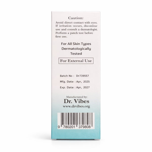 DrVibes Niacinamide Serum bottle back label showing directions
